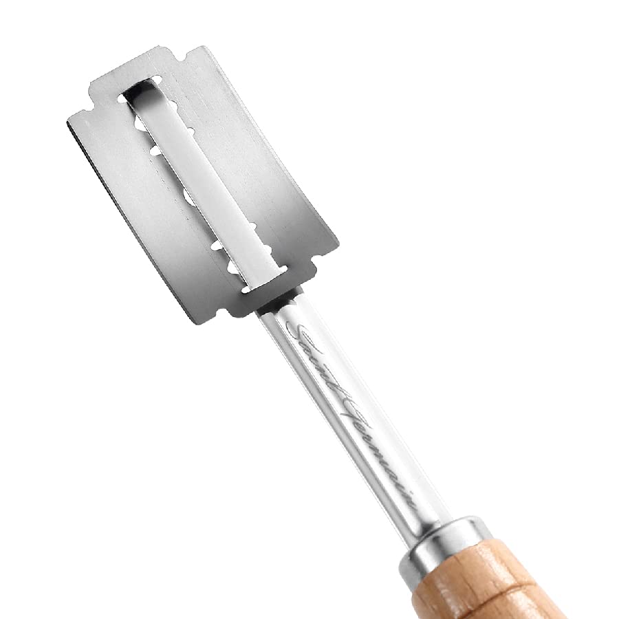 "SAINT GERMAIN Premium Hand Crafted Bread Lame for Dough Scoring Knife, Lame Bread Tool for Sourdough Bread Slashing with 10 Blades Included with Replacement with Authentic Leather Protector Cover"