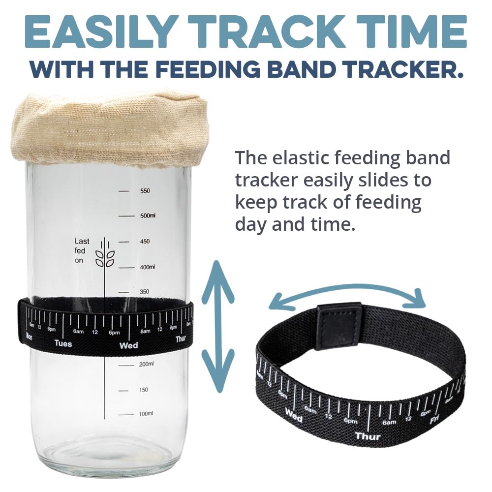 Cultures For Health Sourdough Starter Jar Kit | Easy DIY Breadmaking Kit for Sourdough Bread | Essential Baking Supplies for Homemade Bread | Glass Jar With Spatula Baking Set | Fermentation Set