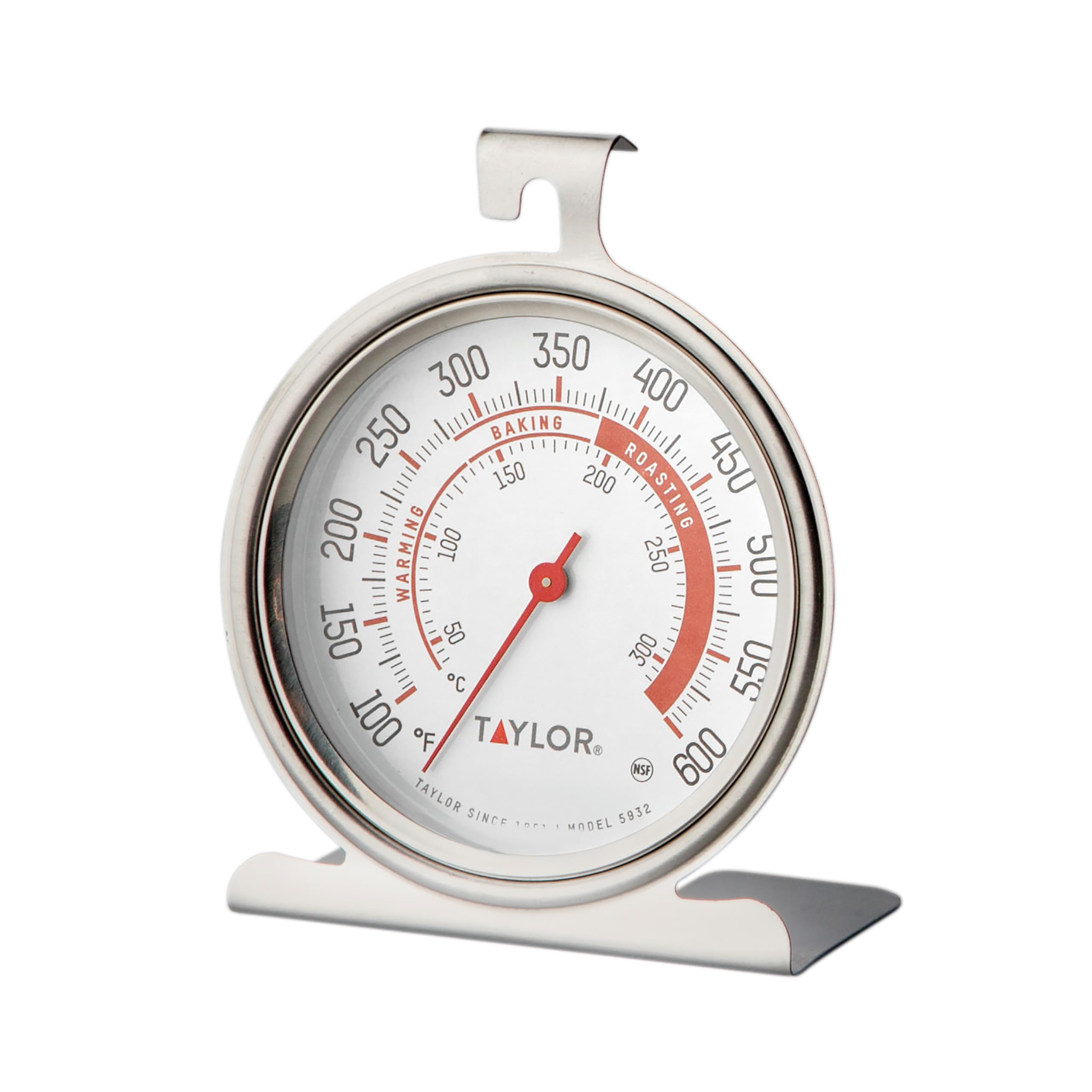 Taylor Precision Products Large Dial Thermometer, Silver