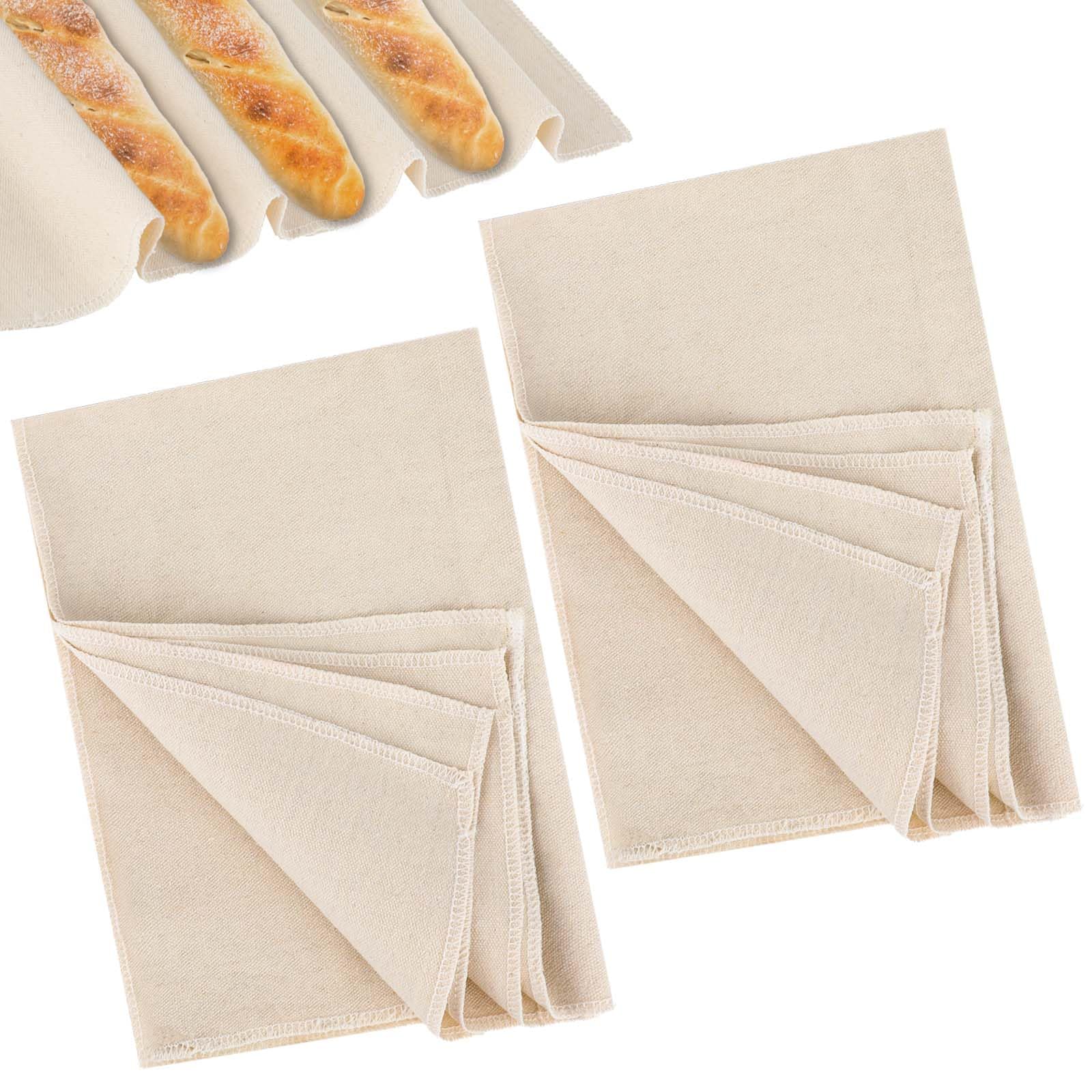 Mozeat Lens Proofing Cloth for Bread Baking 2PCS 17x29 Inches Linen Cloth Reusable Bread Proofing Cloth Thick Baking Bread Cloth for Rolling Dough, Baguettes, Loaves, Pastry, Homemade Bread