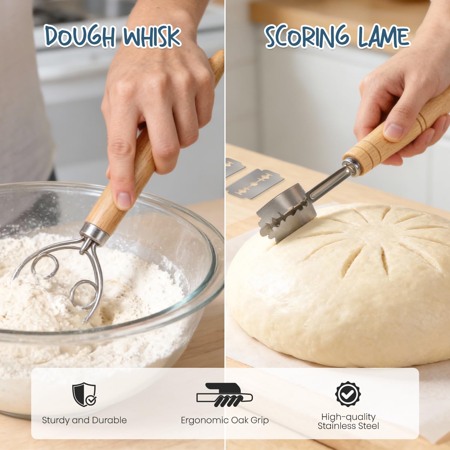 Sourdough Baking Basket Set with Essential Bread Making Tools