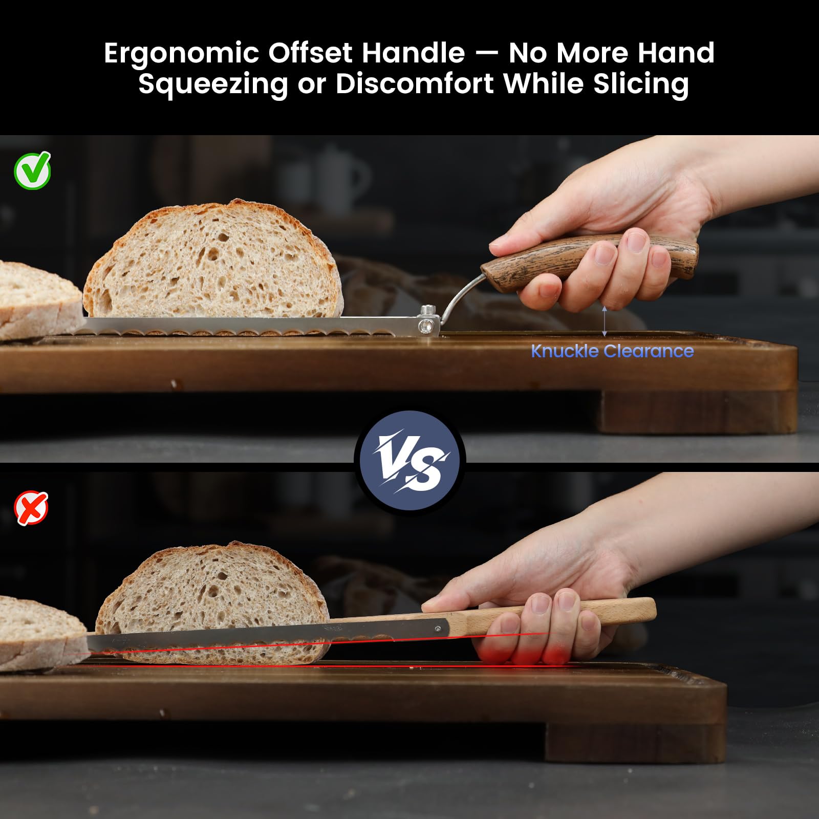 SYOKAMI 2025 Upgrade Bread Knife for Homemade Bread, World's 1st Real Bow-Design Sourdough Bread Slicer, Razor-Sharp Cutter for Crusty Sourdough & Baguette, 4 Thickness Scale Marks, Valentine’s Gift