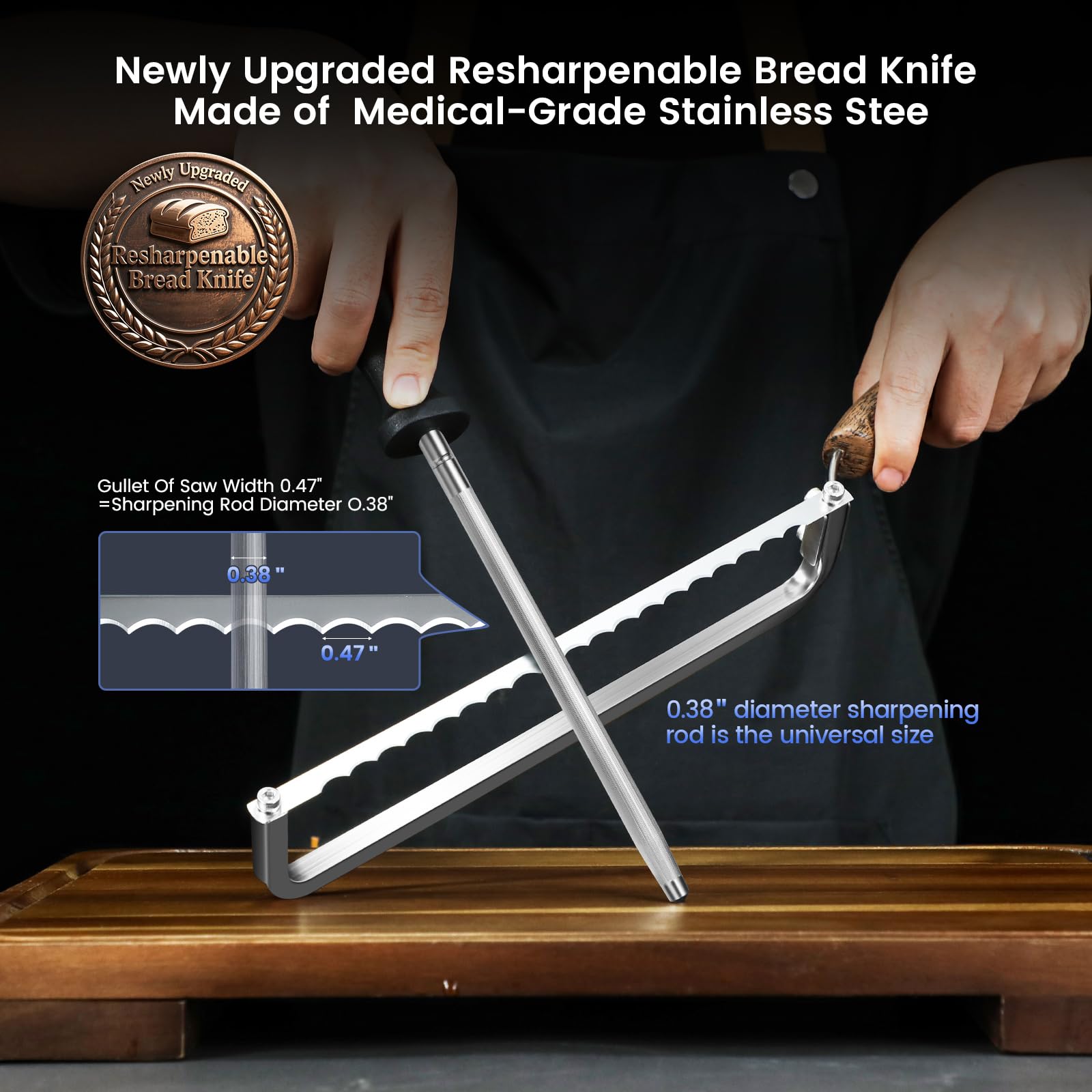 SYOKAMI 2025 Upgrade Bread Knife for Homemade Bread, World's 1st Real Bow-Design Sourdough Bread Slicer, Razor-Sharp Cutter for Crusty Sourdough & Baguette, 4 Thickness Scale Marks, Valentine’s Gift