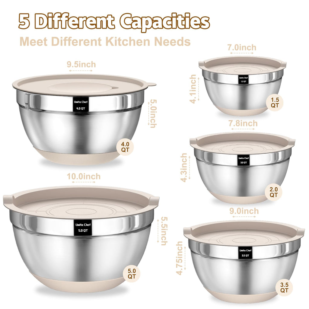 Complete Stainless Bowl Set for Mixing, Prep, and Serving