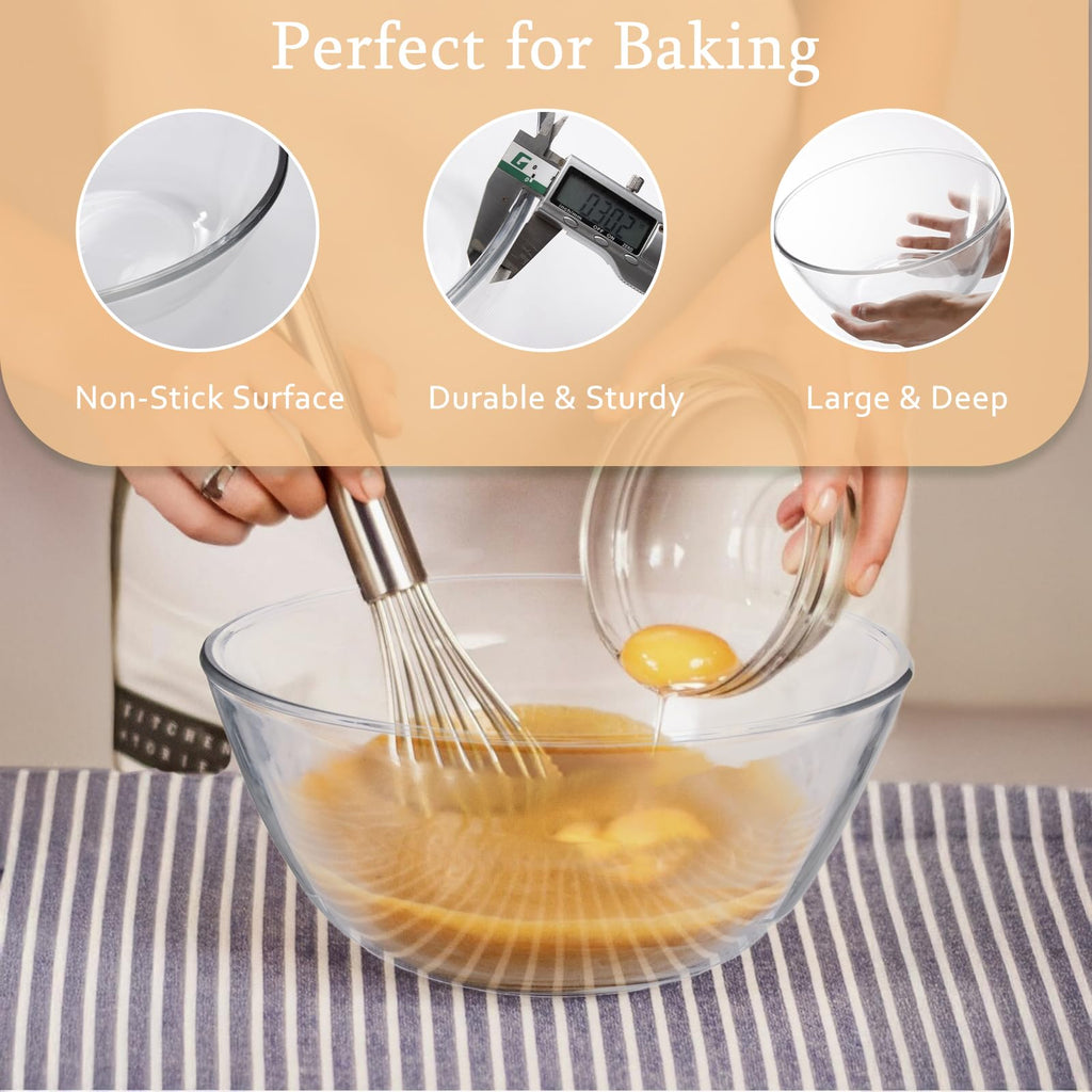 Ajrwiiy Large Glass Bowl for Sourdough Bread Making, 4.7 Quart Glass Mixing Bowl for Sourdough Bread with Lid, Clear Breads Proofing Bowl with Covers, Ideal for Kitchen, Storage