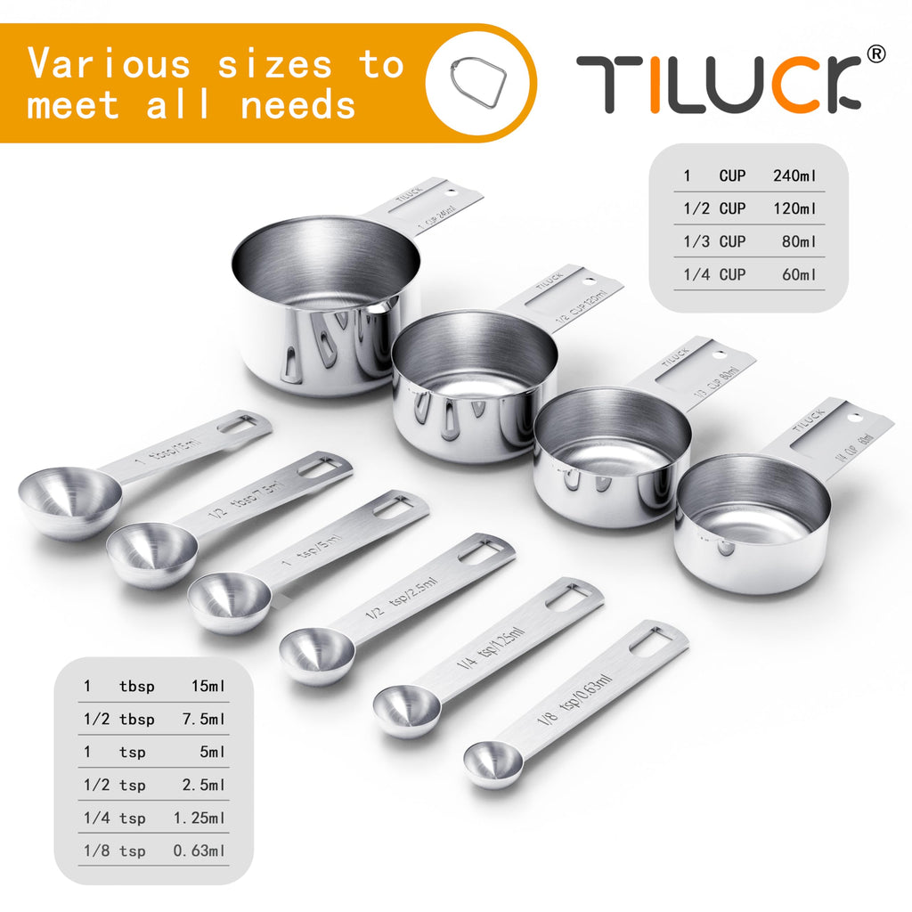 Stainless Measuring Cups and Spoons Set for Everyday Baking