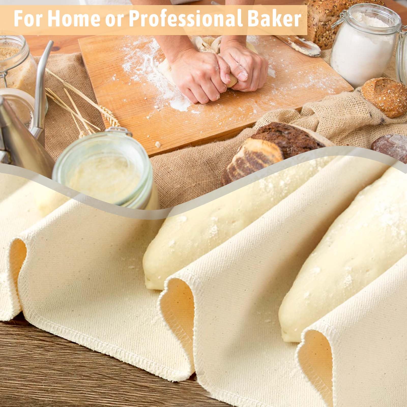 Mozeat Lens Proofing Cloth for Bread Baking 2PCS 17x29 Inches Linen Cloth Reusable Bread Proofing Cloth Thick Baking Bread Cloth for Rolling Dough, Baguettes, Loaves, Pastry, Homemade Bread