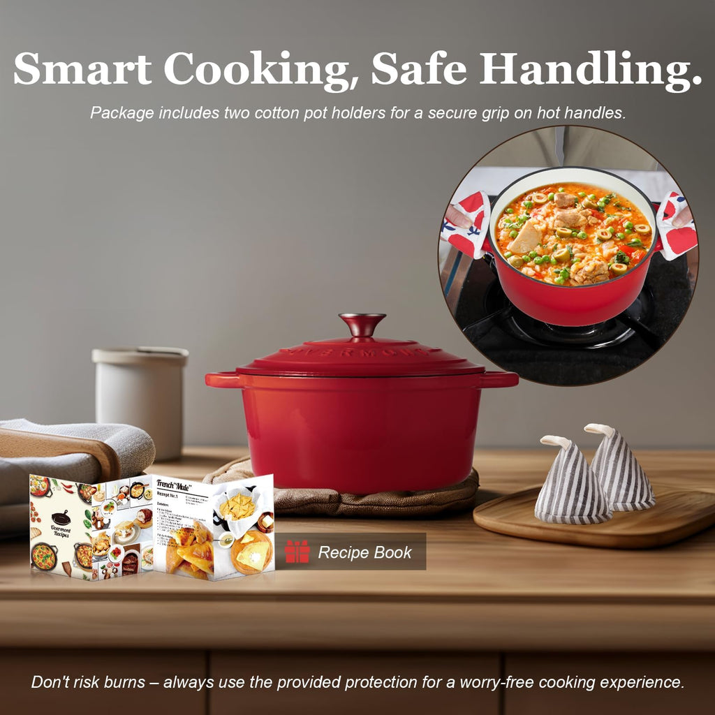 5.5QT Classic Cast Iron Dutch Oven for Homemade Bread Lovers