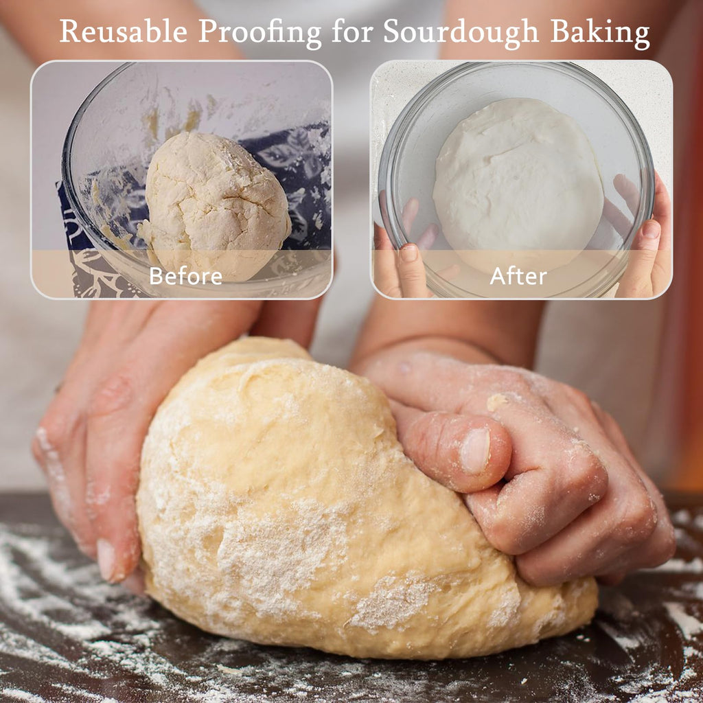 Ajrwiiy Large Glass Bowl for Sourdough Bread Making, 4.7 Quart Glass Mixing Bowl for Sourdough Bread with Lid, Clear Breads Proofing Bowl with Covers, Ideal for Kitchen, Storage