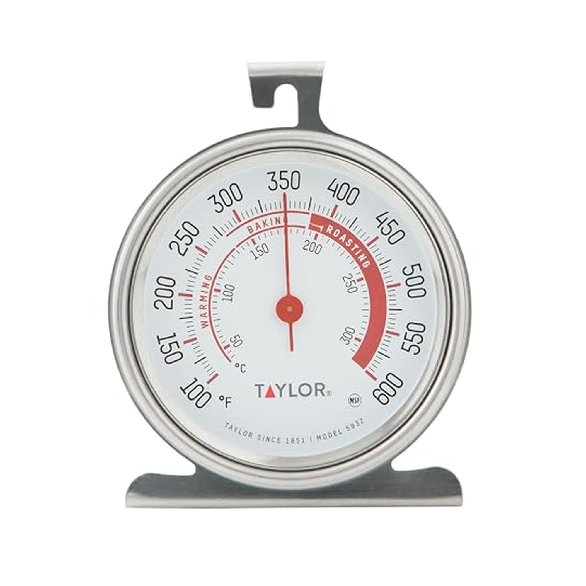 Taylor Precision Products Large Dial Thermometer, Silver