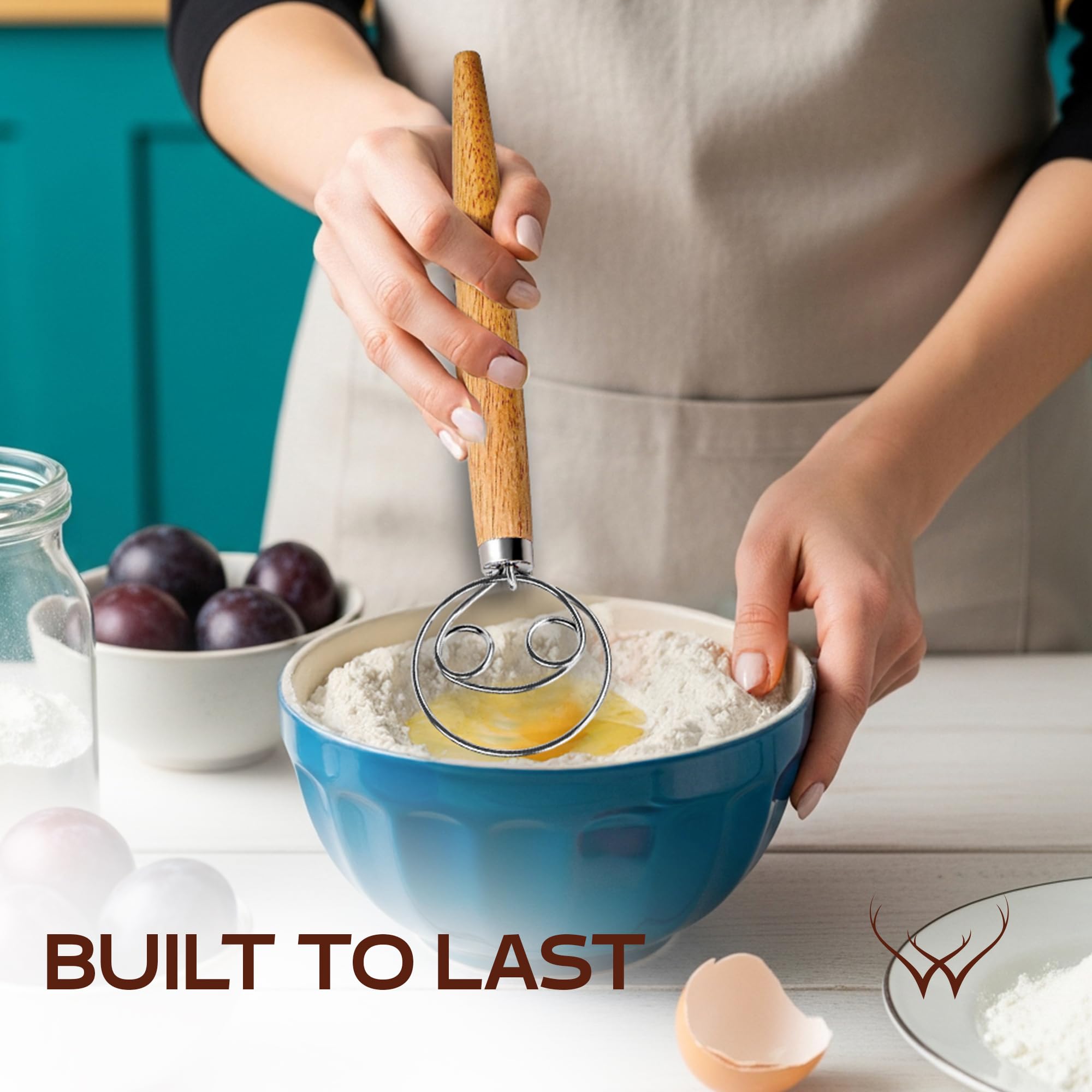 Stainless Danish Dough Whisk for Perfect Bread Dough Mixing