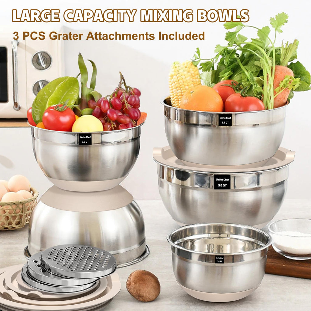 Complete Stainless Bowl Set for Mixing, Prep, and Serving