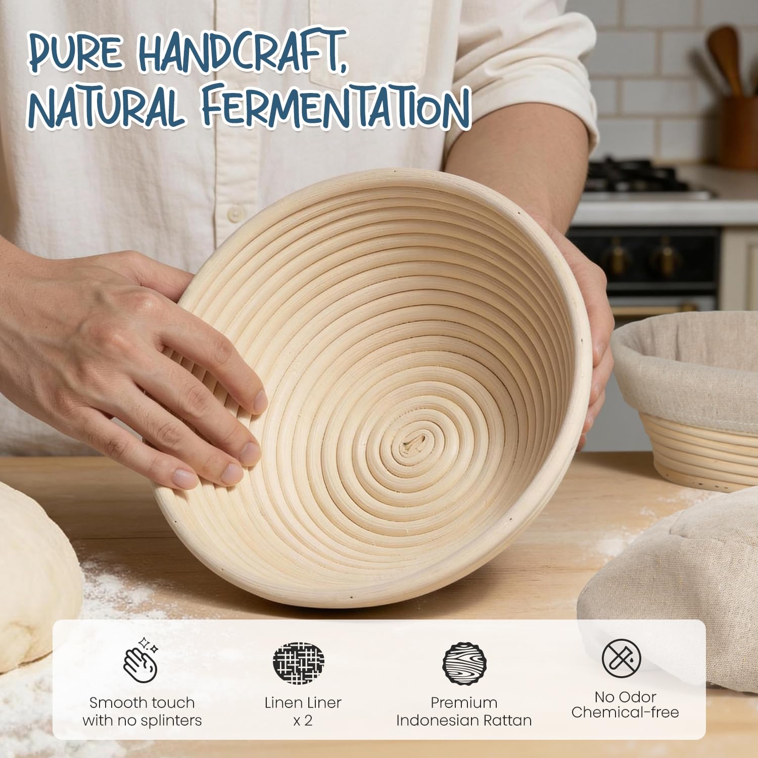 Sourdough Baking Basket Set with Essential Bread Making Tools