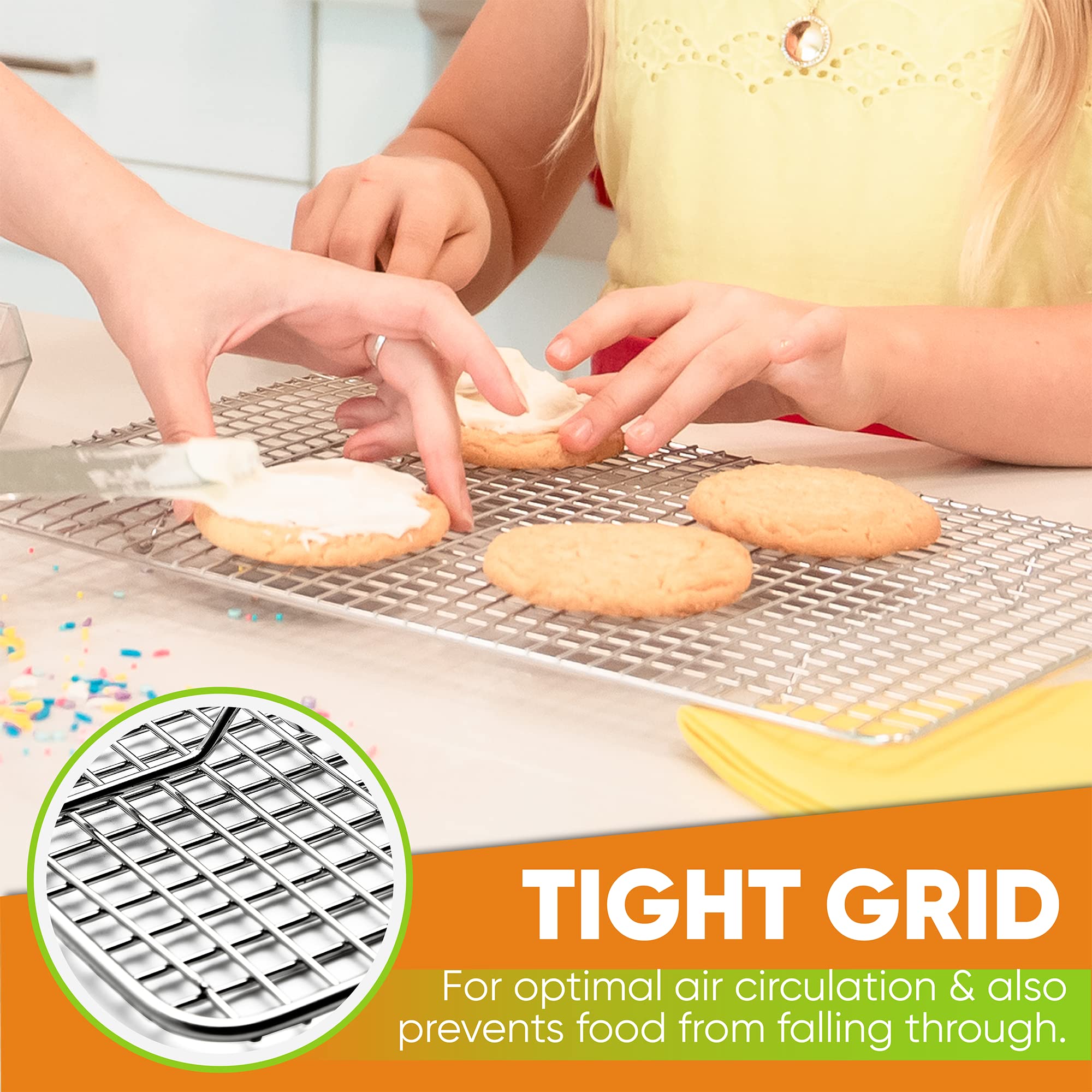 Spring Chef 10 x 15 Inch Stainless Steel Cooling Rack for Cooking & Baking - Heavy Duty Cookie Cooling Rack for Kitchen - Oven Safe - Fits Jelly Roll Pan - Dishwasher Safe
