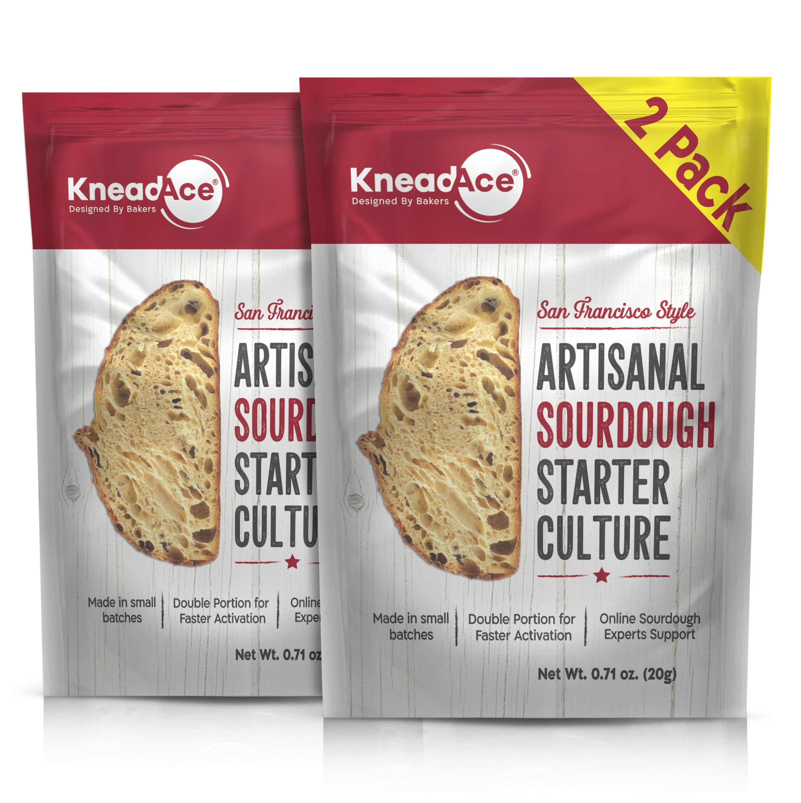 KneadAce Sourdough Starter Culture – Fast-Activating Natural Wild Yeast for Homemade Bread – Dehydrated Sourdough Starter for Baking Artisan Loaves, Easy to Use & Perfect for Beginners