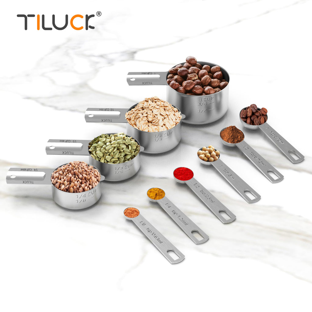 Stainless Measuring Cups and Spoons Set for Everyday Baking