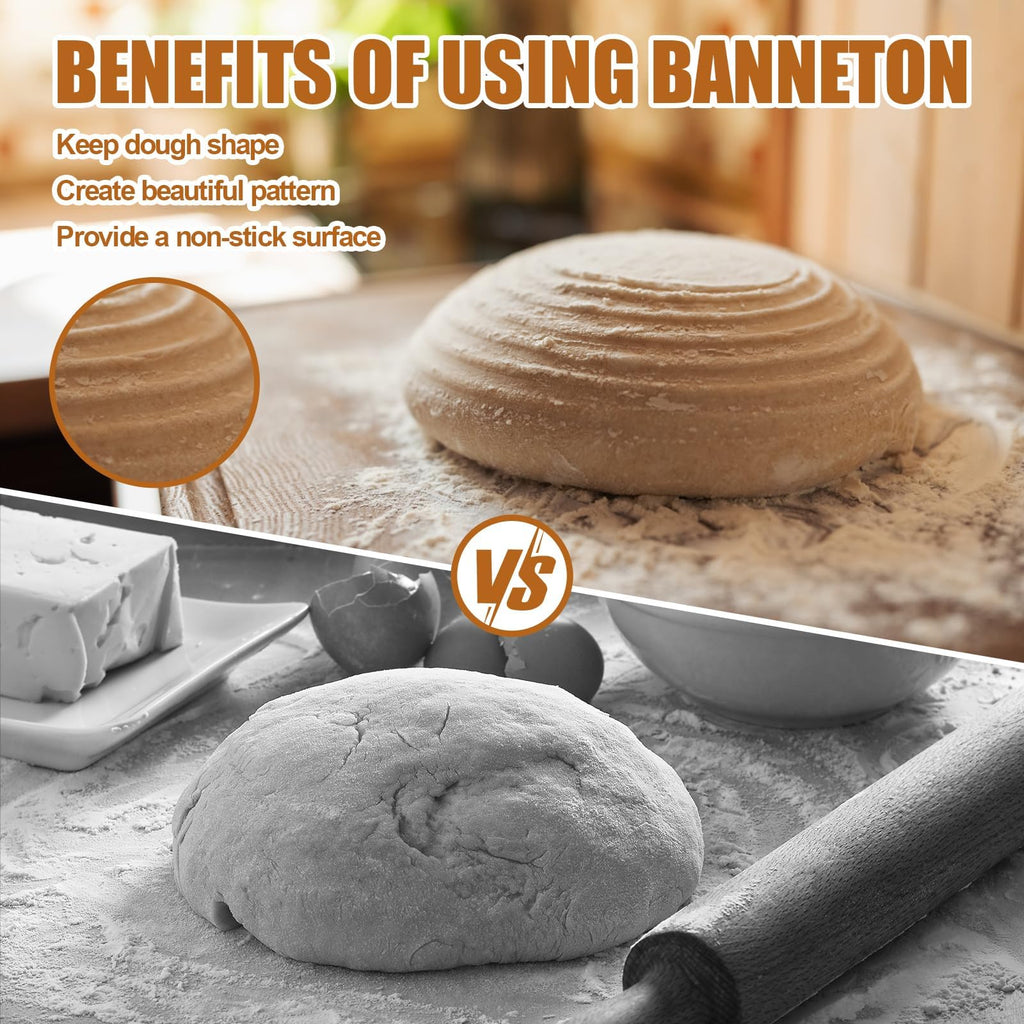 Round Banneton Basket Set for Beautiful Artisan Sourdough Proofing