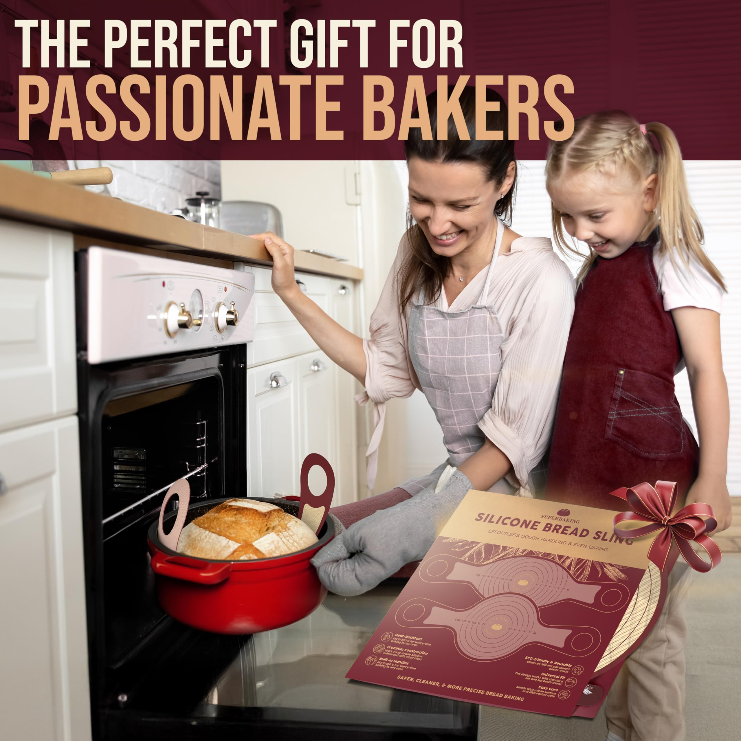 Pro Silicone Bread Sling 2 Pcs - 9in Round & Oval 482F Heat Resistant Dough Lifter, Non-Stick Dutch Oven Liners, Long Handles, Reusable Sourdough Bread Baking Supplies, Sourdough Gifts