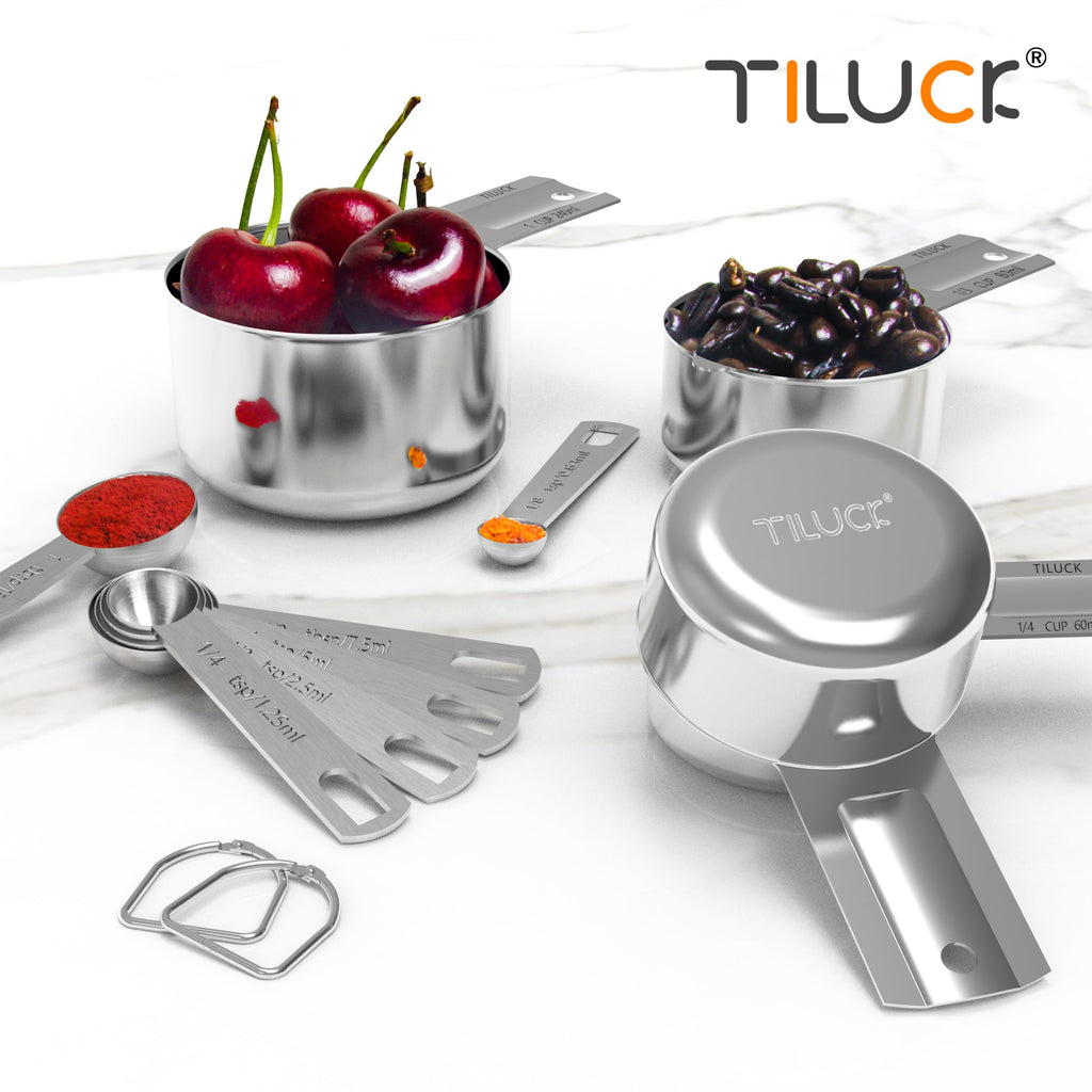 Stainless Measuring Cups and Spoons Set for Everyday Baking