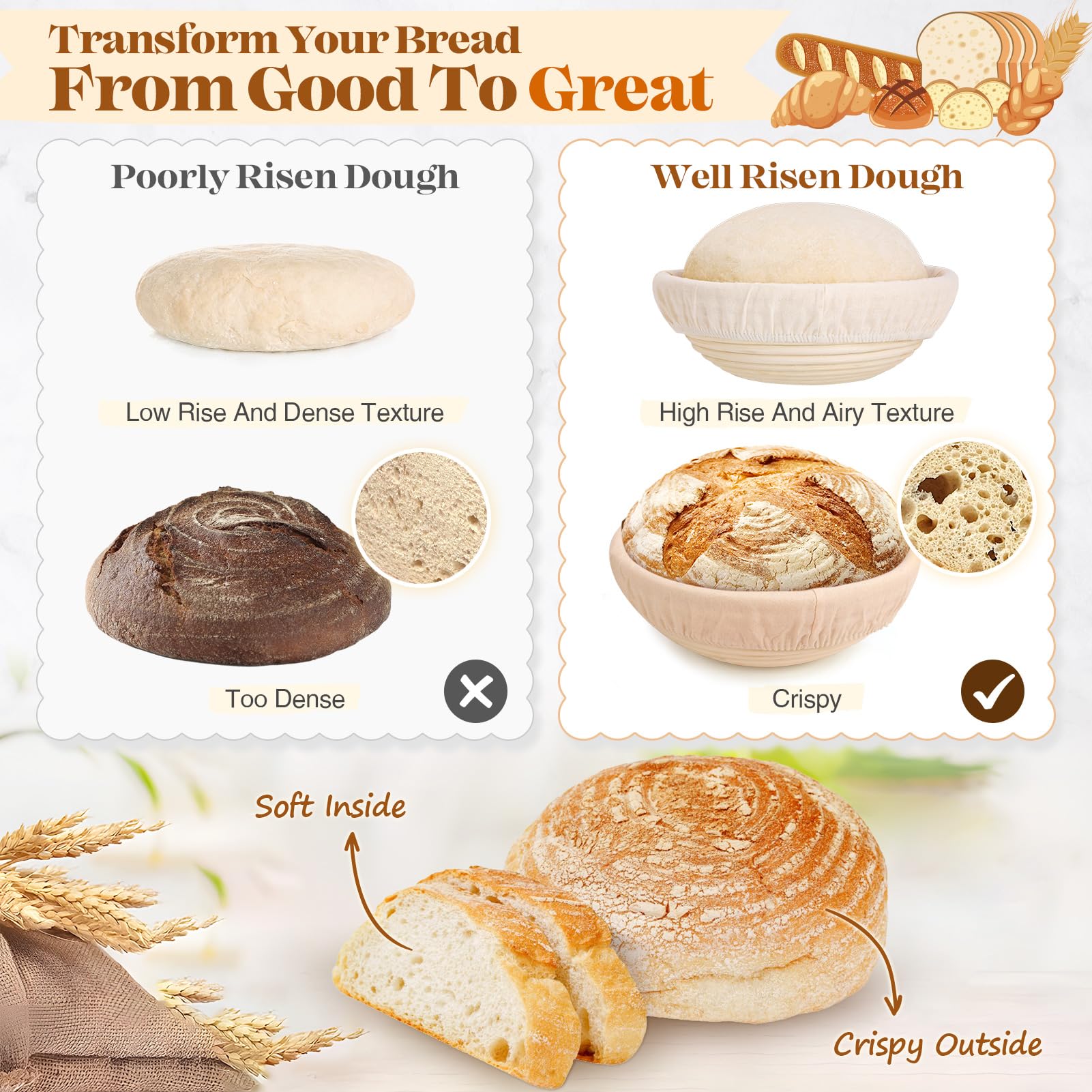 Sourdough Starter Kit, Sourdough Bread Baking Supplies, Bread Proofing Basket, Sourdough Kit for Modern Home and Kitchen, Sourdough Bread Basket, Sour Dough Kit Tools, Bread Making Tools Kit