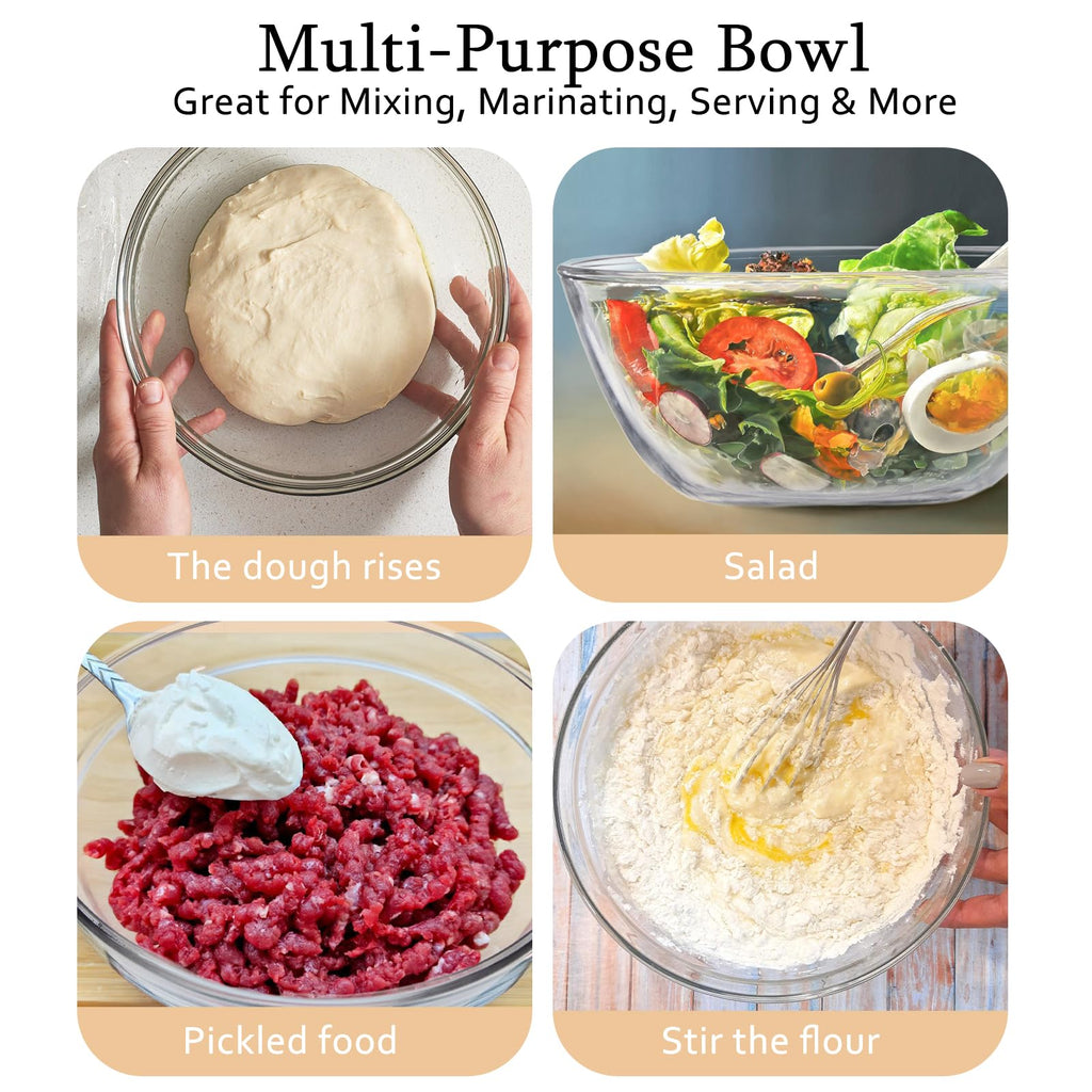 Ajrwiiy Large Glass Bowl for Sourdough Bread Making, 4.7 Quart Glass Mixing Bowl for Sourdough Bread with Lid, Clear Breads Proofing Bowl with Covers, Ideal for Kitchen, Storage