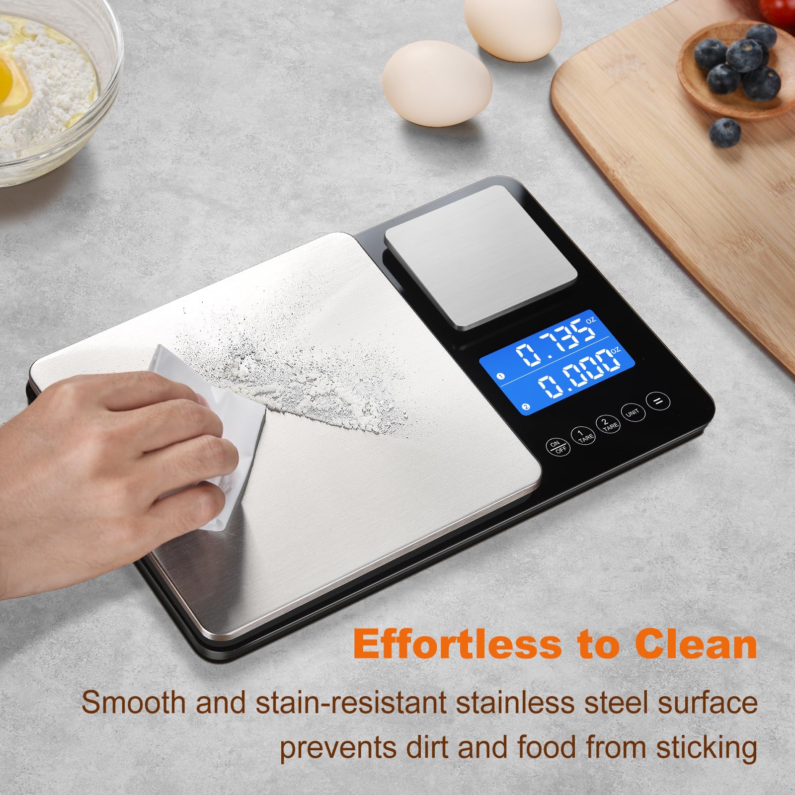 KUAIVO 0.001oz/33lbs Dual Platform Food Kitchen Scales Digital Weight Grams and Ounces, Two Precisions Kitchen Scale for Sourdough Bread, Baking and Cooking with 7 Units Tare, Accumulation Functions
