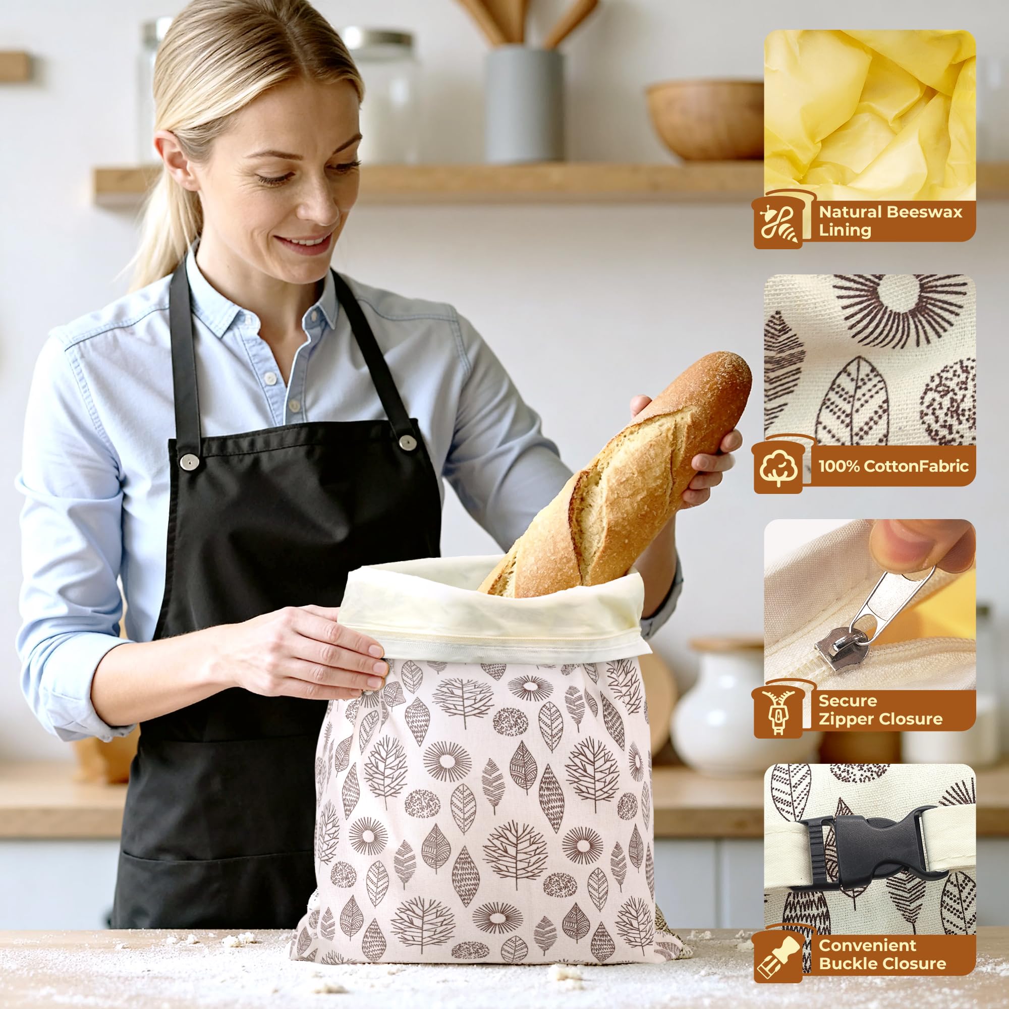 Reusable Beeswax Bread Bags for Fresh Homemade Loaves
