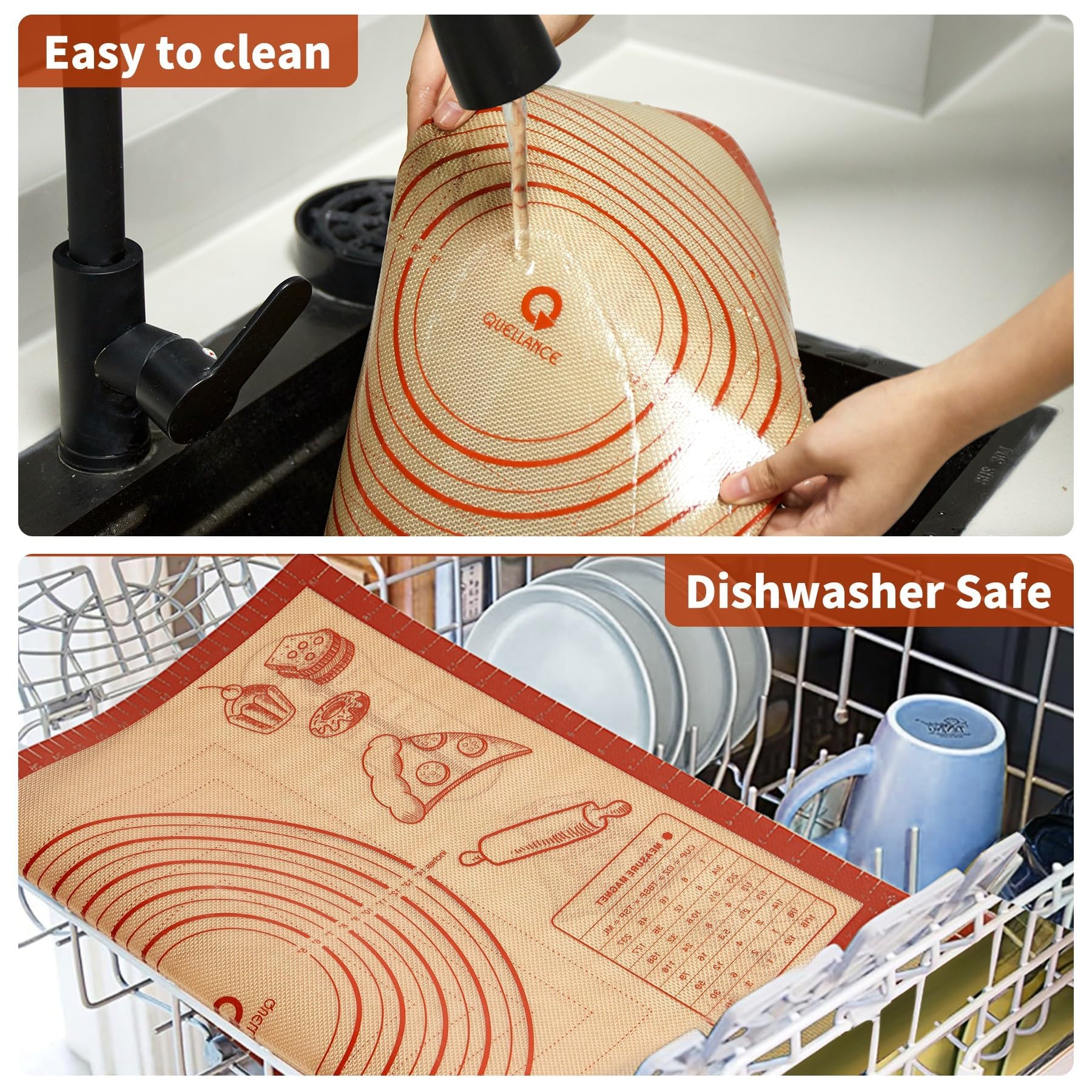 Silicone Baking Pastry Dough Mat - 28x20Inch Extra Large Cookie Bread Rolling Mats Sheet, Nonstick Kitchen Counter Kneading Board, Thick Reusable Pie Cookies Pizza Fondant Making Matt with Measurement