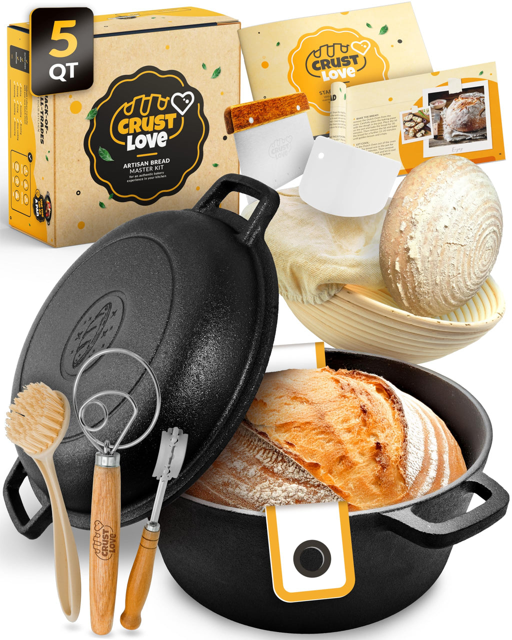 Artisan Bread Baking Set with Cast Iron Dutch Oven