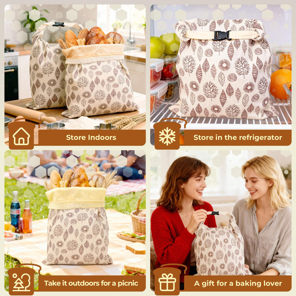 Reusable Beeswax Bread Bags for Fresh Homemade Loaves