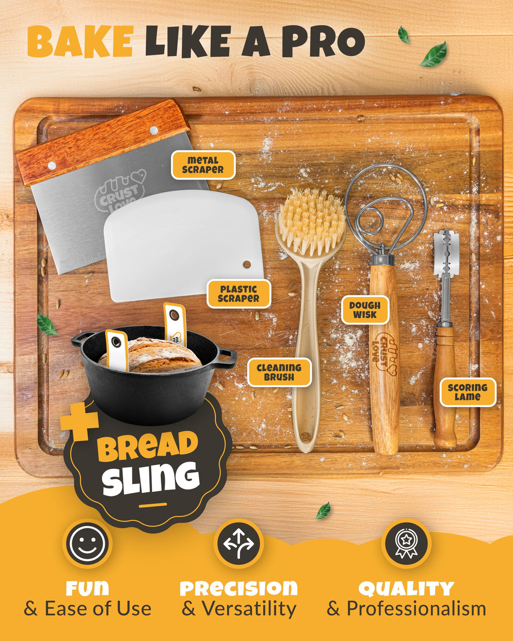 Artisan Bread Baking Set with Cast Iron Dutch Oven