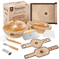 Banneton Bread Proofing Basket Set with Sourdough Bread Baking Supplies, A Complete Sourdough Starter Kit with Bread Lame, Danish Whish, Bowl & Dough Scraper, 2 Bread Slings, and Baking Mat